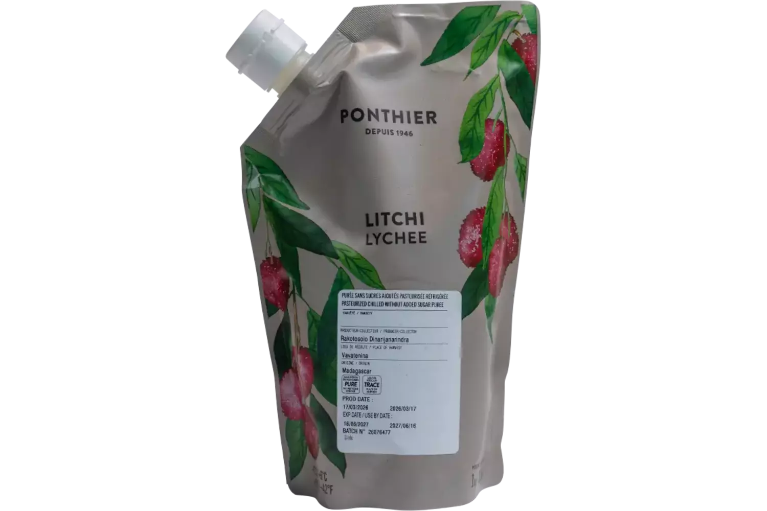 Fruitpuree lychee 1kg stuk 1